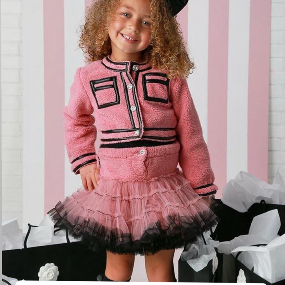 Pink Jacket and Tulle 3 Pc Skirt Set